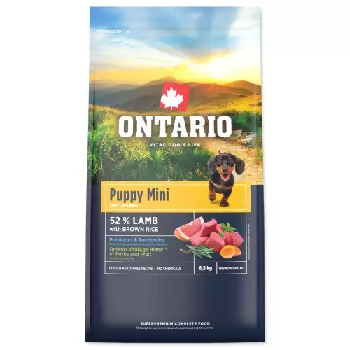 Krmivo Ontario Puppy Mini Lamb & Brown Rice 6,5kg