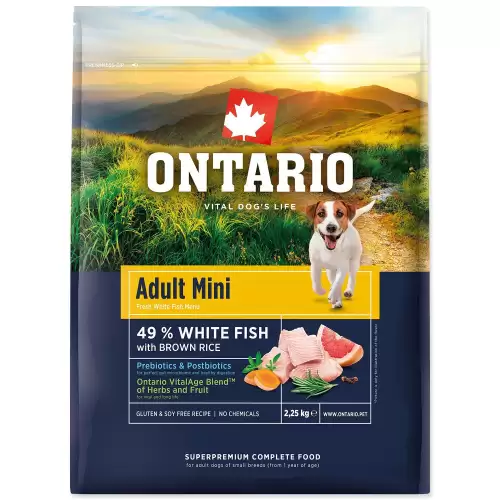 Krmivo Ontario Adult Mini Fish & Brown Rice 2,25kg