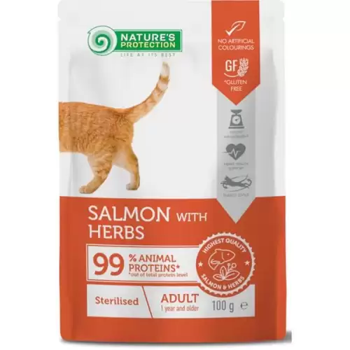  Nature's Protection Cat kaps. Sterilised Salmon and Herbs 100 g