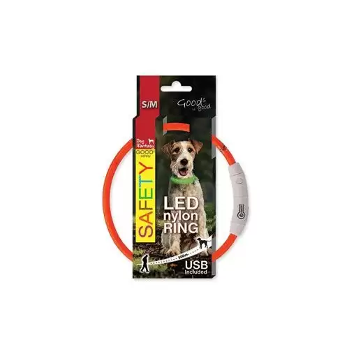 Obojek DOG FANTASY světelný USB oranžový 45cm 1ks