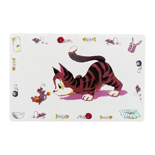 Prostírání bílé s kočkou a myší 44x28 cm