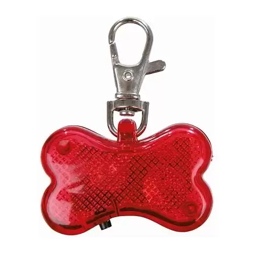 Svítící přívěsek červená kost pro psy 4,5 x 3 cm