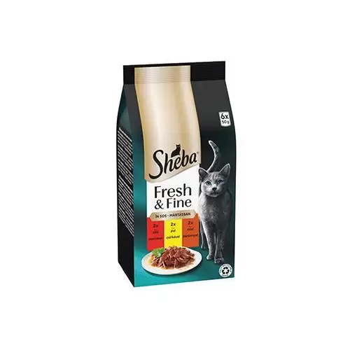 Sheba kapsa Fresh&Fine mix hovězí,kuře,jehněčí 6x50g