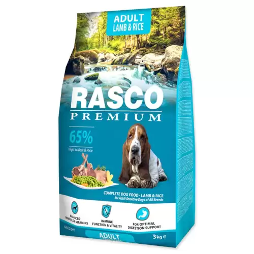 Krmivo Rasco Premium Adult jehněčí s rýží 3kg