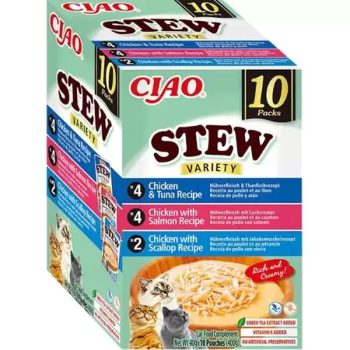  Inaba Ciao Stew kuře a ryba, hřebenatka multipack 10x 40 g