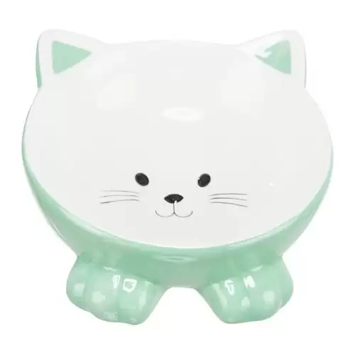Keramická miska ergonomická 0.15 l/o 14 cm, vyvýšená, tvar kočka, 