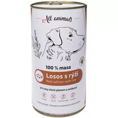  ALL ANIMALS konz. pro psy losos mletý s rýží 1200g