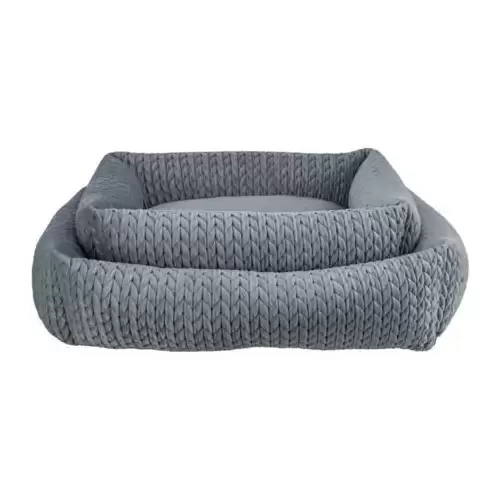 Obdélníkový pelech LIVIA sametový, šedá 65 x 50 cm