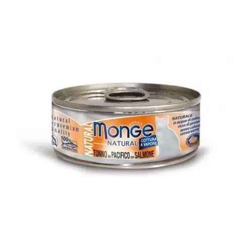 MONGE NATURAL kousky tuňáka s lososem pro kočky 80 g