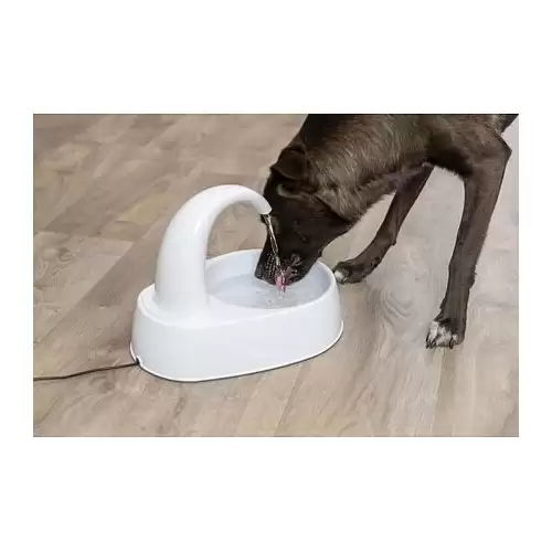 Fontána na vodu s oblým kohoutkem, 2,5 l/25 × 24,5 × 35 cm, plast, bílá