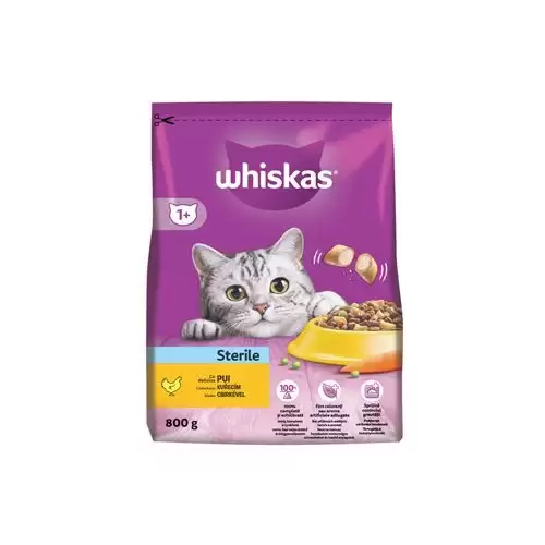 Whiskas Dry Sterile s kuřecím masem 800g