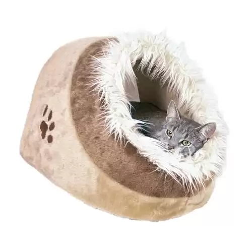 MINOU plyšová jeskyně, béžová/hnědá 41 x 30 x 50cm