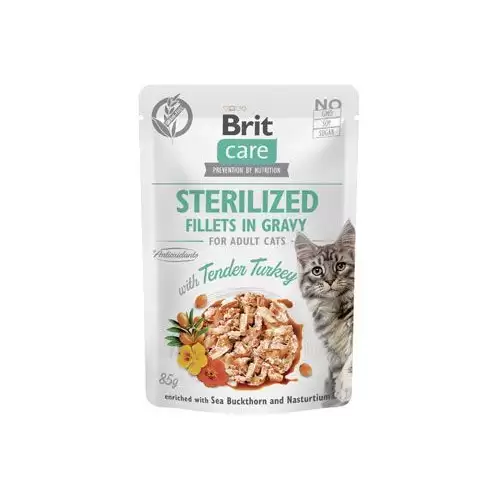 Brit Care Cat Fillets in Gravy Steril. Tend.Turkey 85g
