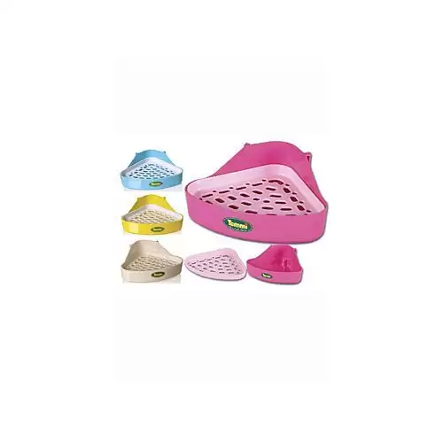 WC pro králíky a fretky rohové s pl.roštem 18x18x10cm