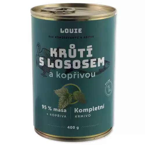 Konzerva LOUIE krůtí s lososem a kopřivou 400g