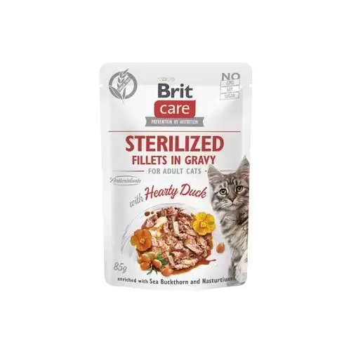 Brit Care Cat Fillets in Gravy Steril. Hearty Duck 85g