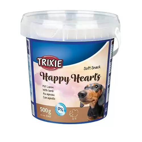 Soft Snack Happy Hearts - srdíčka jehněčí s rýží, kyblík 500 g