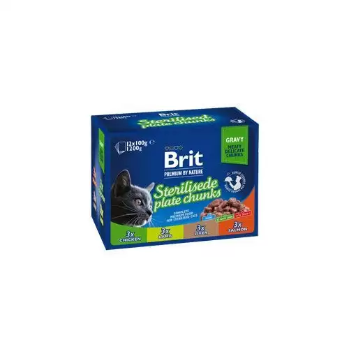 Brit Premium Cat kapsa Sterilised Plate 1200g(12x100g)