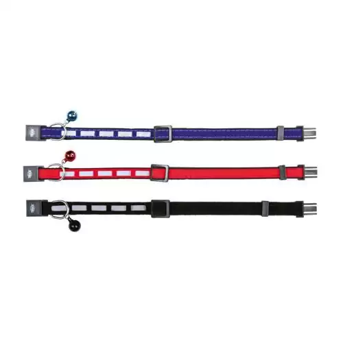 Obojek pro kočku reflexní, sametový 22-36 cm