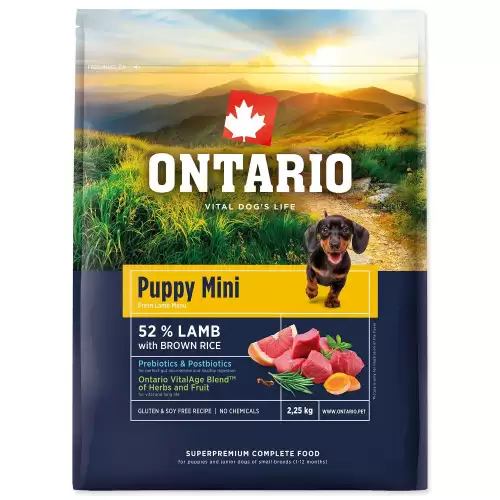 Krmivo Ontario Puppy Mini Lamb & Brown Rice 2,25kg