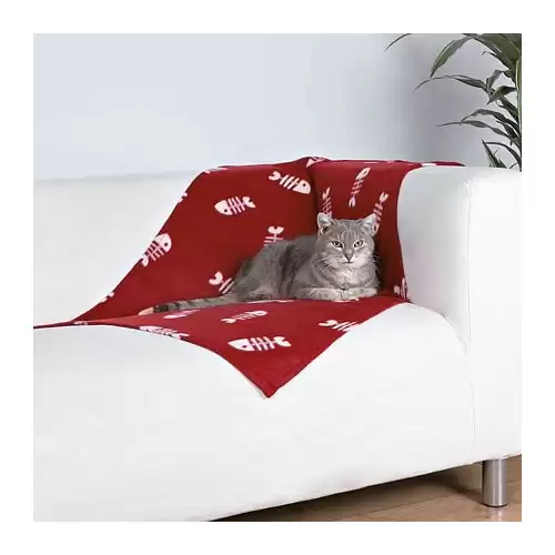 Flísová deka BEANY 100x70cm - vínová s rybí kostrou