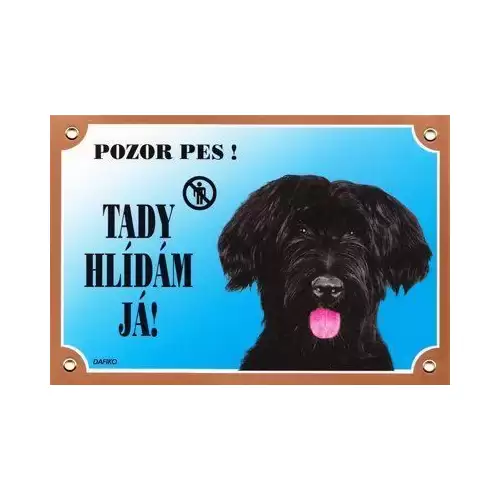 Barevná cedulka Pozor pes, Briard černý