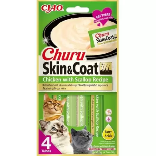  Inaba Churu Skin & Coat kuře a hřebenatka 4 x 14g