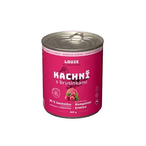 Louie Dog konz. Kachní s brusinkami a prebiotiky 800g