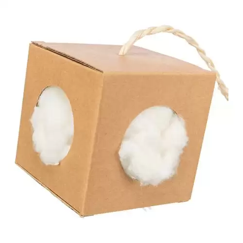 Box s hnízdícím materiálem, 9x9x9 cm/ 6g, karton/kapok