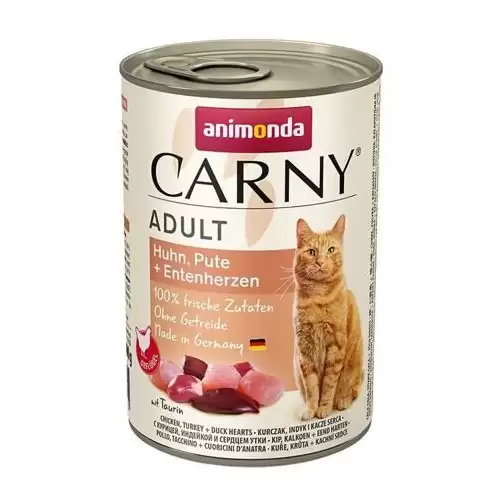 ANIMONDA konzerva CARNY Adult - kuře, krůta+kachní srdce 400g