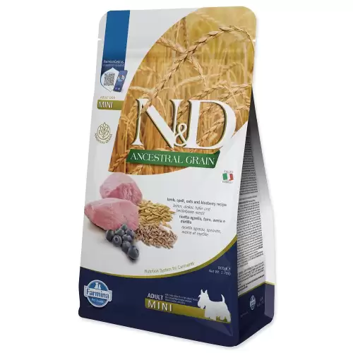Krmivo N&D Dog Adult Mini Ancestral Grain Lamb, Spelt, Oats & Blueberry 0,8kg