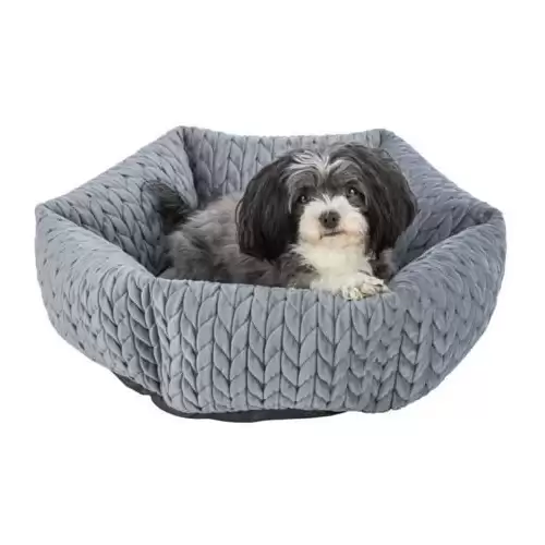 LIVIA kulatý sametový pelech, o 50 cm,  šedá