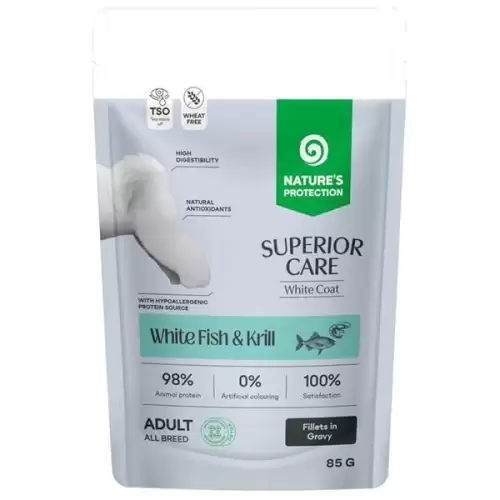  Nature's Protection Superior Care Dog kaps. Adult White Dogs White Fish/Krill 85 g