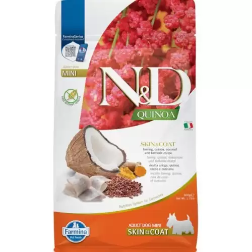  N&D QUINOA Dog GF Skin & Coat, Herring & Coconut Adult Mini 800 g
