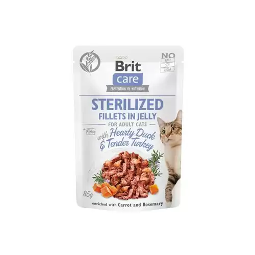 Brit Care Cat Fillets in Jelly Steril Duck&Turkey 85g