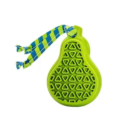 Dentální hračka hruška s látkovým střapcem 9 cm, pro štěňata, přírodní guma, HipHop Dog