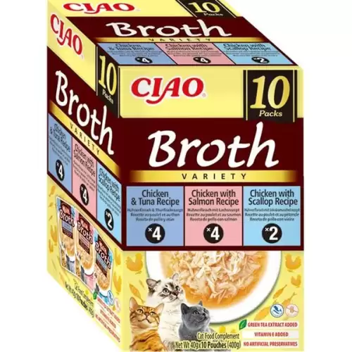  Inaba Ciao Broth kuře a ryba, hřebenatka multipack 10x 40 g