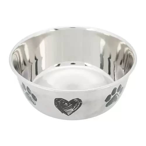 Nerezová miska, motiv tlapky/srdce, protiskluzové dno 0,5 l/ø 13 cm