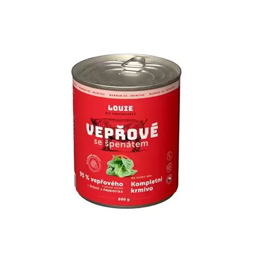 Louie Dog konz. Vepřové se špenátem a prebiotiky 800g