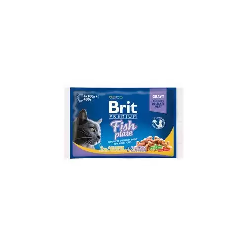 Brit Premium Cat kapsa Fish Plate 400g (4x100g)