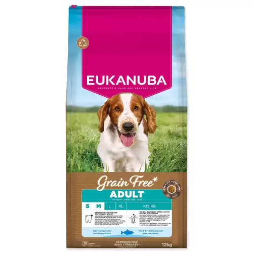 Krmivo EUKANUBA Grain Free Adult Small & Medium rich in ocean fish 12kg
