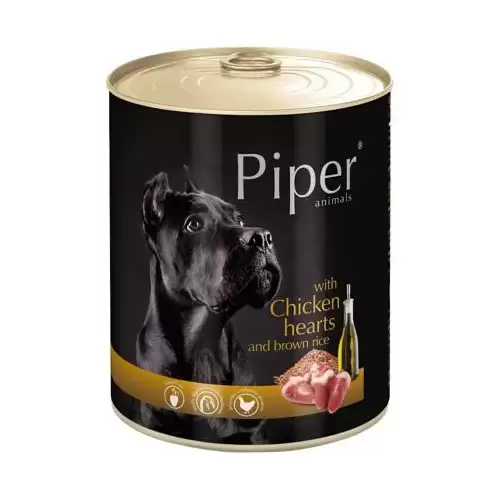 NEW PIPER s kuřecími srdíčky a špenátem, konzerva pro psy 800 g