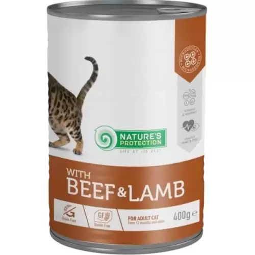  Nature's Protection Cat konz. Adult hovězí/jehně 400 g