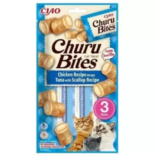 Inaba Churu Bites cat snack kuře,tuňák,hřebenatka 3x10g