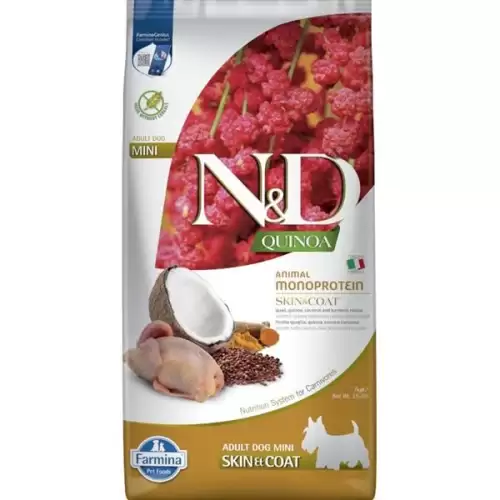  N&D QUINOA Dog GF Skin & Coat, Quail & Coconut Adult Mini 7 kg