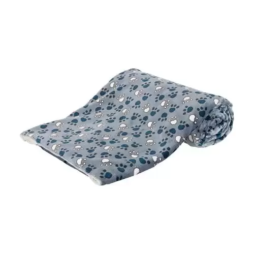 Deka TAMMY jemný plyš/dlouhý plyš, modrá s packami 150 x 100 cm