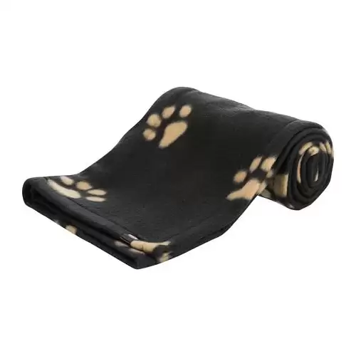 Flísová deka BEANY 100x70cm - černá s bílými tlapkami