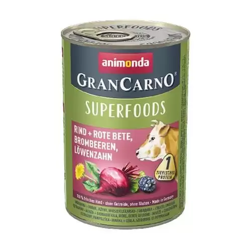 GRANCARNO Superfoods hovězí,čv.řepa,ostružiny,pampeliška 400 g pro psy