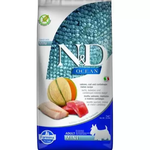  N&D OCEAN Dog GF Salmon, Cod & Cantaloupe Melon Adult Mini 7 kg