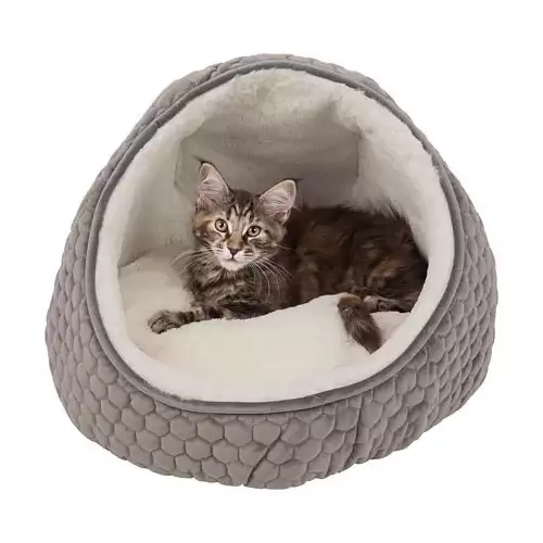 Plyšová jeskyně Livia 45 x 33 cm tmavošedá/krémová